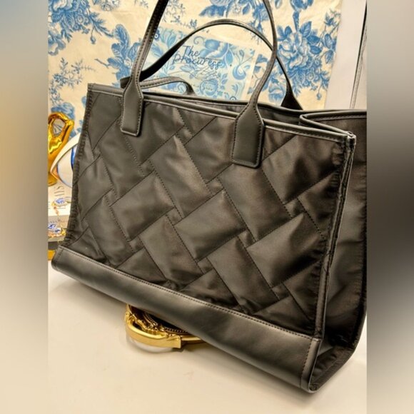 🆕 KURT GEIGER LONDON 🧿 NWOT L Recycled Drench Shopper Tote Bag, Black & Gold - Picture 9 of 16